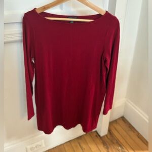 Eileen Fisher Rich Red Long Sleeve Tunic Top